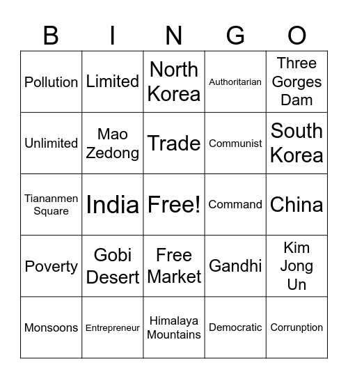 SE Asia Review Bingo Card
