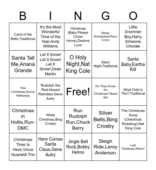 Christmas Tree BINGO Card