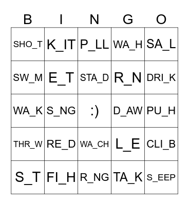 tfar verbs Bingo Card