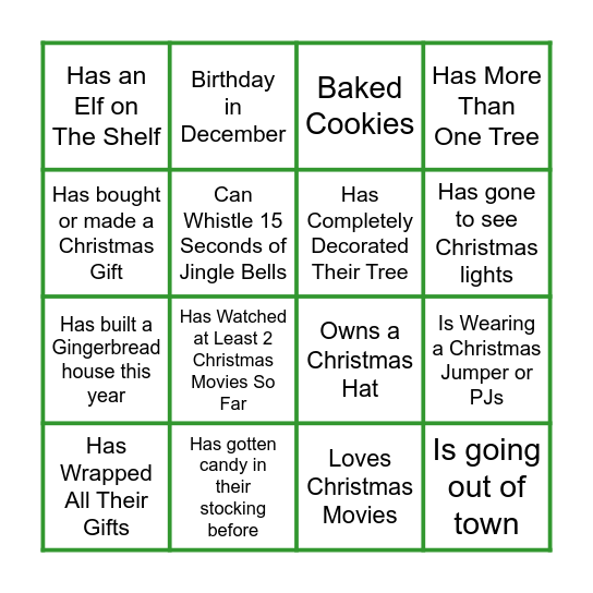 CHRISTMAS BINGO Card