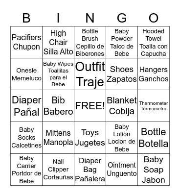 It's A Boy Bingo Card