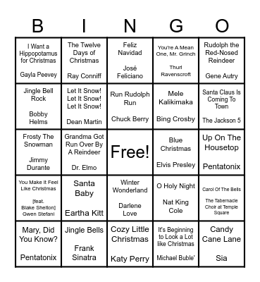 Christmas Singo Bingo Card