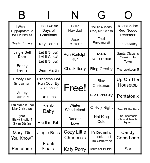 Christmas Singo Bingo Card