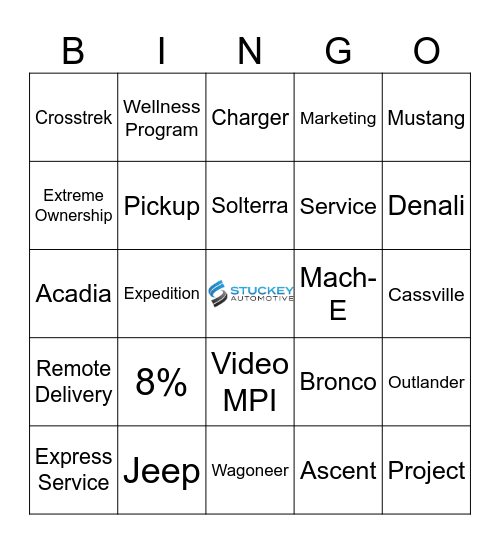Stuckey Bingo Card