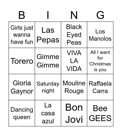 BINGO 1 Bingo Card