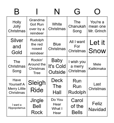 Christmas Classics Bingo Card