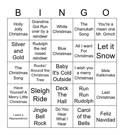 Christmas Classics Bingo Card