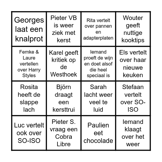 Bockstael BINGO Card