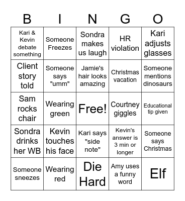 WFM Christmas Bingo Card