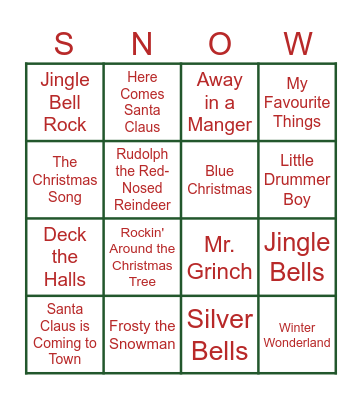 Holiday Songs! Bingo Card