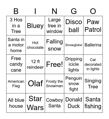 Christmas Lights Bingo Card