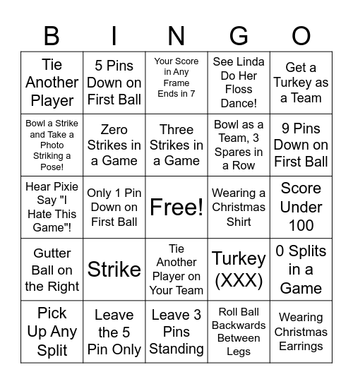 SPARETTES BOWLING BINGO!!! Bingo Card