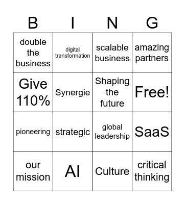 Business Bussword Bingo Card