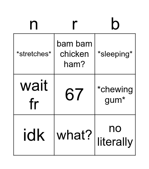 neveah Bingo Card