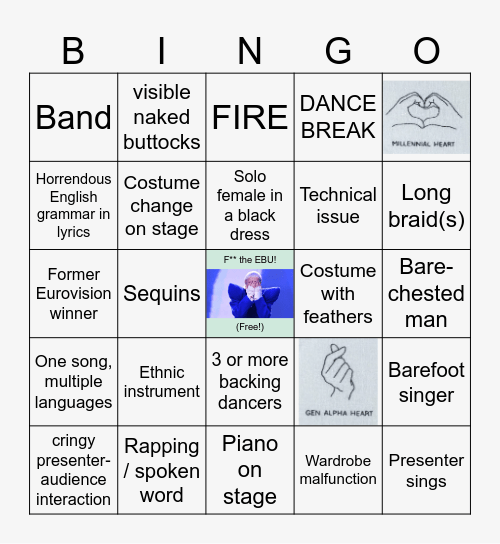 International Song Festivals: 2026 season Bingo Card