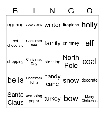 Holiday Bingo Card