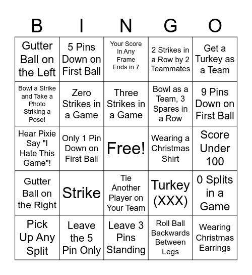 SPARETTES BOWLING BINGO!!! Bingo Card