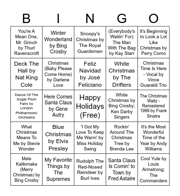 Christmas Classics Bingo Card