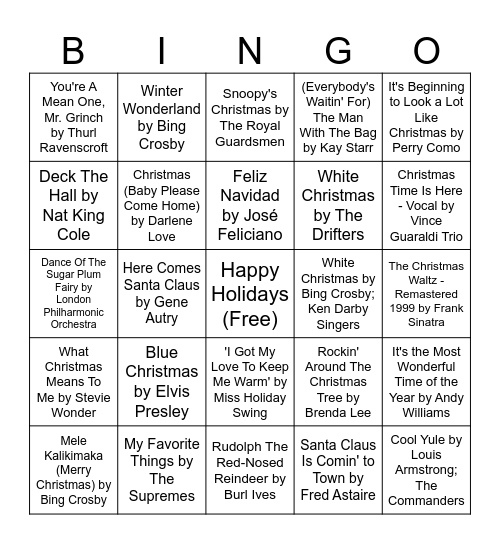 Christmas Classics Bingo Card