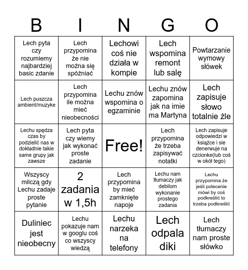 Lechu Bingo Card
