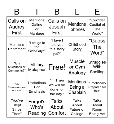 Mr Amador Bingo Card