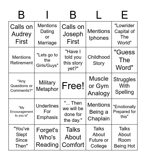 Mr Amador Bingo Card