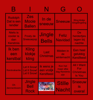 Kerstliedjes Bingo Card