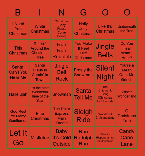 holiday bingo Card