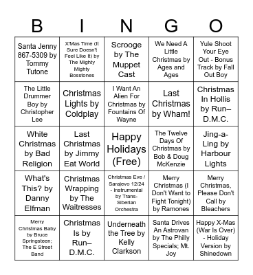 Not So Classic Holidays Bingo Card
