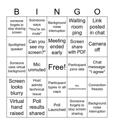 Meeting Bingo Card