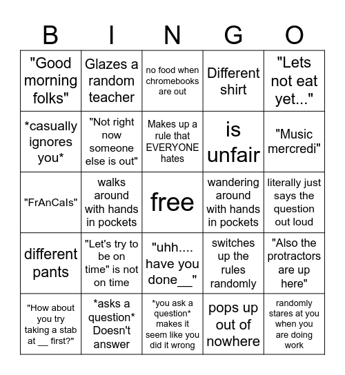 Mr.Conner Bingo Card