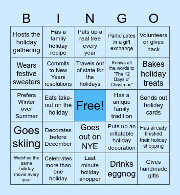 Holiday Bingo Card