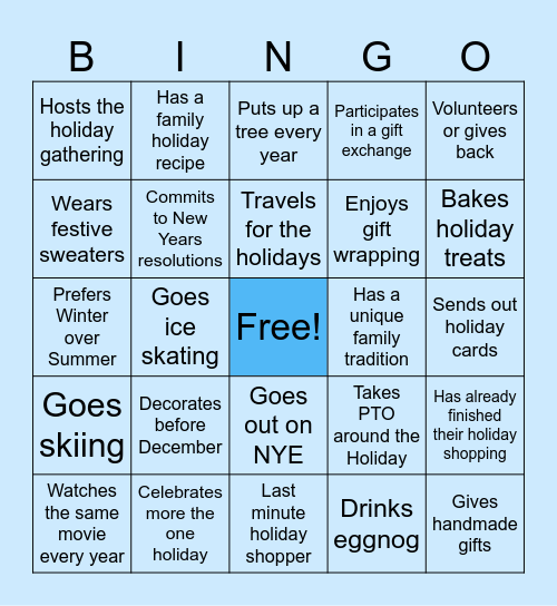 Holiday Bingo Card