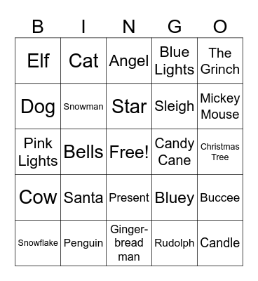 Christmas Lights Bingo Card