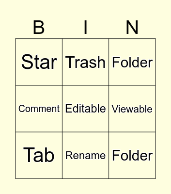 Google Docs Bingo Card