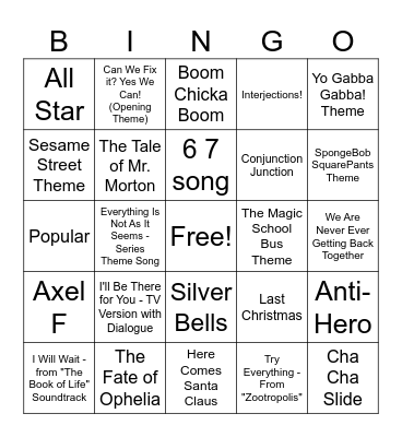 THE 67 Mash Up Bingo Card