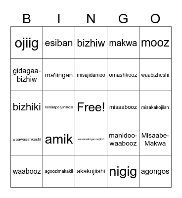 AWESIINH (Animal) BINGO Card