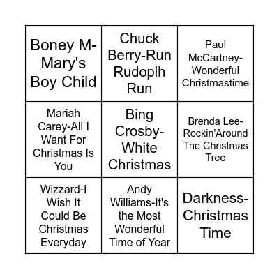 Christmas Music Bingo Card