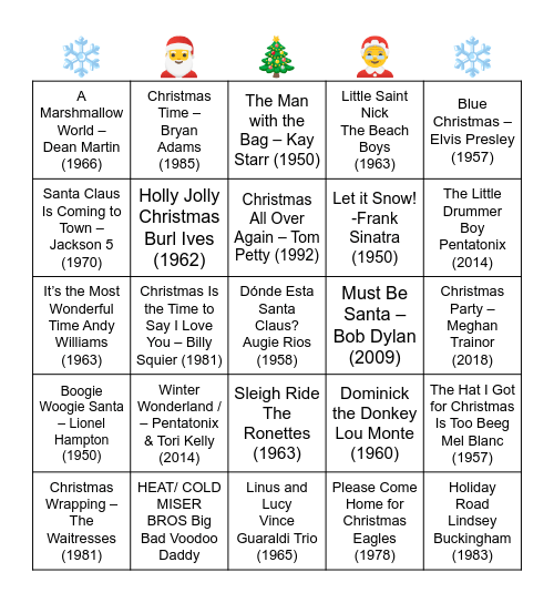 MERRY CHRISTMAS Bingo Card
