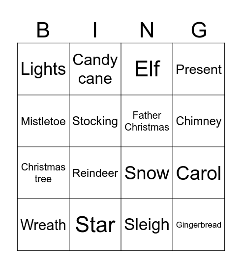 Christmas Bingo Card
