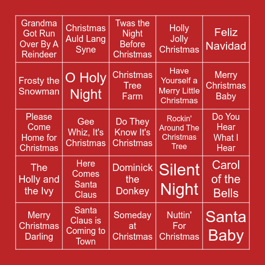 Christmas Music BINGO Card