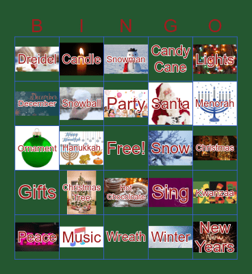 Winter Holidays Bingo Card