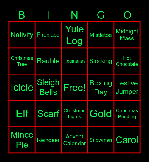 Christmas Bingo Card
