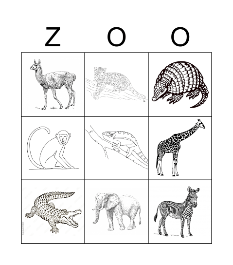 Zoo Bingo Card