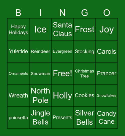 Holiday Bingo Card
