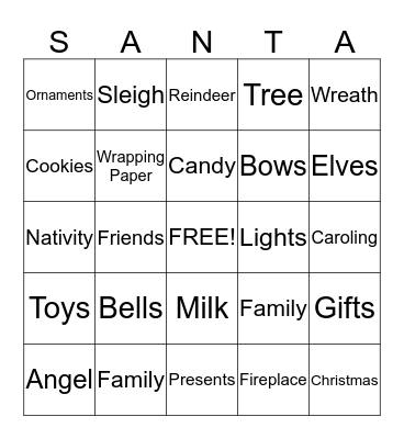 Christmas Bingo Card