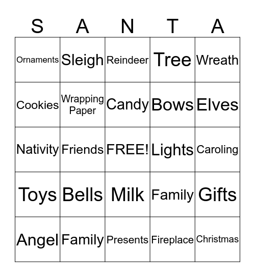Christmas Bingo Card