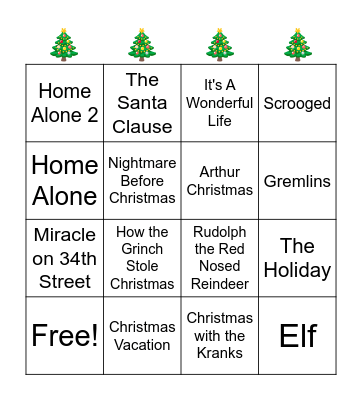 🎄Christmas Movie Bingo🎄 Bingo Card