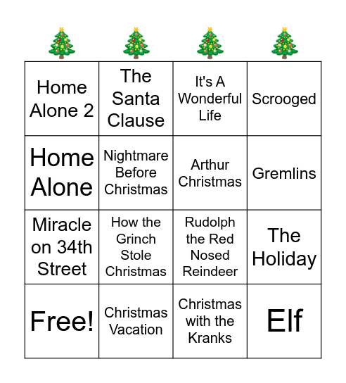 🎄Christmas Movie Bingo🎄 Bingo Card
