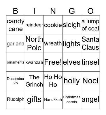 TWood Christmas Extravaganza Bingo Card